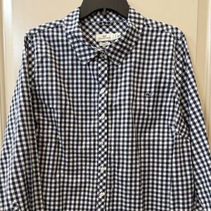 Vineyard Vines Women's 20 Dark Blue Gingham Long Sleeve Button Down